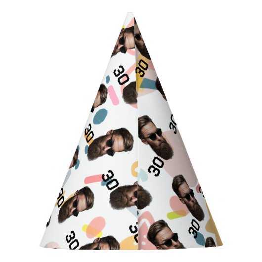 Gepersonaliseerd gezicht 20e 30e 40e 50e verjaarda feesthoedjes (Achterkant)