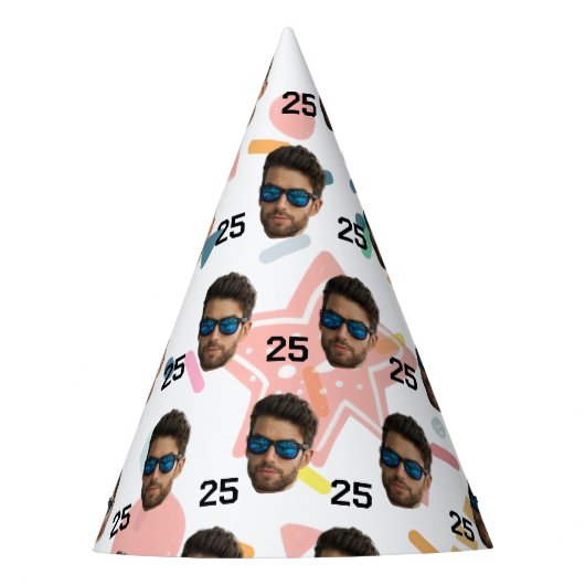 Gepersonaliseerd gezicht 20e 30e 40e 50e verjaarda feesthoedjes (Voorkant)