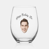 Gepersonaliseerd Gezicht 30e 40e 50e 60 Verjaardag Wijnglas Zonder Voet (Voorkant)
