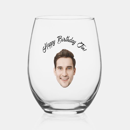 Gepersonaliseerd Gezicht 30e 40e 50e 60 Verjaardag Wijnglas Zonder Voet (Voorkant)