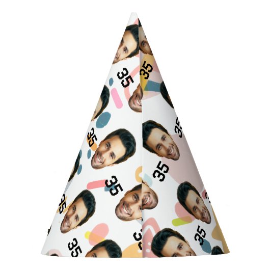 Gepersonaliseerd gezicht 30e 40e 50e 60e verjaarda feesthoedjes (Achterkant)