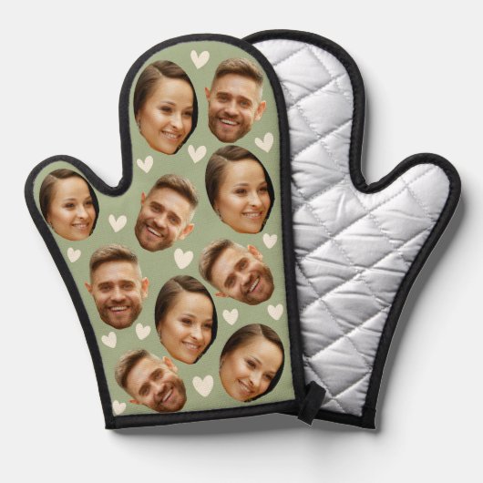 Gepersonaliseerd Gezicht Afbeelding Hart Koppel Sa Ovenwant (Voorkant / Achterkant)