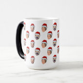 Gepersonaliseerd Gezicht Santa Hat 3 Foto Kerstcad Magische Mok (Voorkant links)