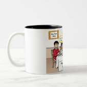 Gepersonaliseerd gezinsdiner, 3-boys Cartoon met t Tweekleurige Koffiemok (Links)