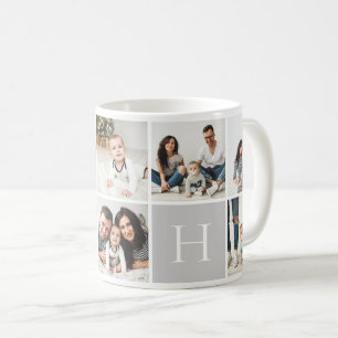 Gepersonaliseerd gezinsmonogram 9 Foto Collage Koffiemok