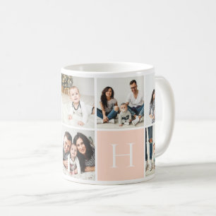Gepersonaliseerd gezinsmonogram 9 Foto Collage Koffiemok