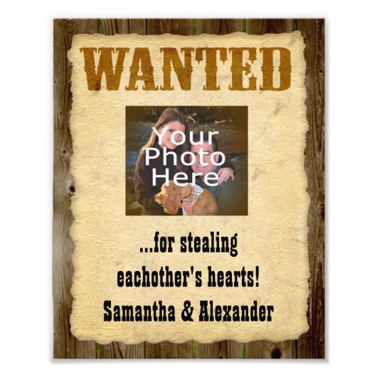 Gepersonaliseerd Gezocht Poster, Oude West Foto Foto Afdruk (Voorkant)