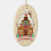 Gepersonaliseerd Gingerbread House Holiday Ornamen Keramisch Ornament (Rechts)