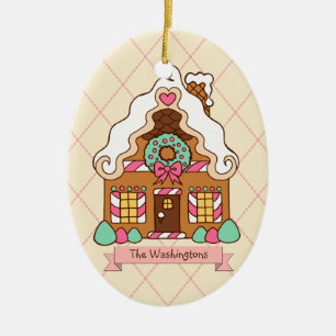 Gepersonaliseerd Gingerbread House Holiday Ornamen Keramisch Ornament