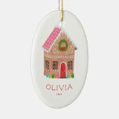Gepersonaliseerd Gingerbrood House Keramisch Ornament (Rechts)