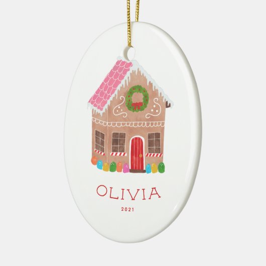 Gepersonaliseerd Gingerbrood House Keramisch Ornament (Links)