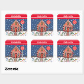 Gepersonaliseerd Gingerbrood House Vierkante Sticker (Vel)