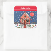 Gepersonaliseerd Gingerbrood House Vierkante Sticker (Tas)