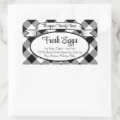 Gepersonaliseerd Gingham Boerderij Egg Carton Labe Rechthoekige Sticker (Tas)
