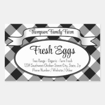 Gepersonaliseerd Gingham Boerderij Egg Carton Labe