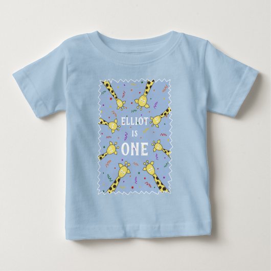 Gepersonaliseerd Giraffe T-shirt voor Baby of peut (Voorkant)