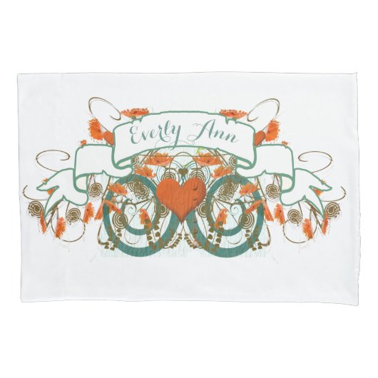 Gepersonaliseerd Girl Coral en Mint Kussensloop (Voorkant)