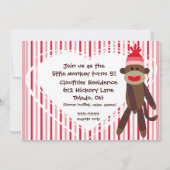 Gepersonaliseerd Girl Sock Monkey 5x7 Uitnodiginge Kaart (Achterkant)
