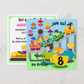 Gepersonaliseerd Girls Amusement Park Birthday Inv Kaart (Voorkant / Achterkant)