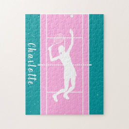 Gepersonaliseerd Girls Tennis Team Puzzle Gift Pin Legpuzzel