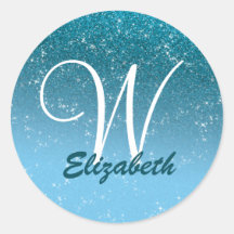 Gepersonaliseerd Girly Blue Glitter Sparkles Monog