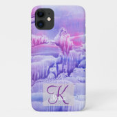 Gepersonaliseerd Girly Blue Monogrammed Abstract R Case-Mate iPhone Case (Achterkant)
