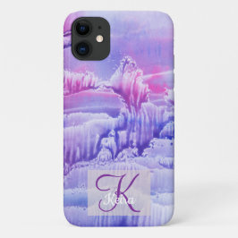 Gepersonaliseerd Girly Blue Monogrammed Abstract R Case-Mate iPhone Case