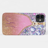 Gepersonaliseerd Girly Gold Glitter Monogrammed Ro Case-Mate iPhone Case (Achterkant (horizontaal))