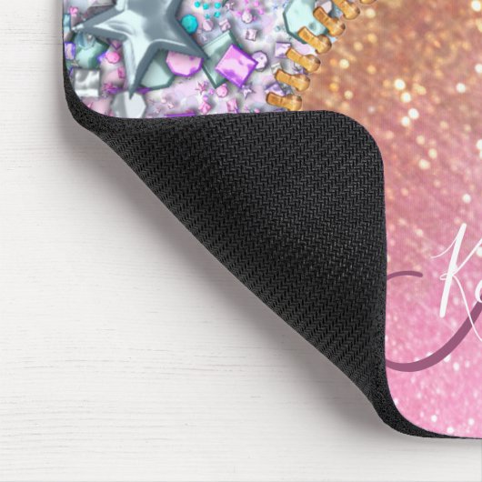 Gepersonaliseerd Girly Gold Glitter Monogrammed Ro Muismat (Hoek)