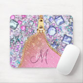 Gepersonaliseerd Girly Gold Glitter Monogrammed Ro Muismat (Met muis)