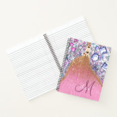 Gepersonaliseerd Girly Gold Glitter Monogrammed Ro Notitieboek (Binnen)