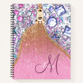 Gepersonaliseerd Girly Gold Glitter Monogrammed Ro Notitieboek