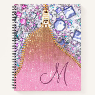 Gepersonaliseerd Girly Gold Glitter Monogrammed Ro Notitieboek