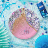 Gepersonaliseerd Girly Gold Glitter Monogrammed Ro Papieren Bordje (Feest)