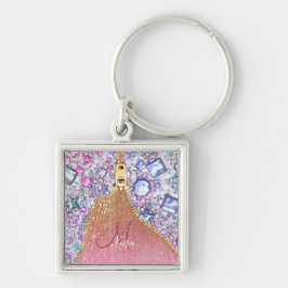 Gepersonaliseerd Girly Gold Glitter Monogrammed Ro Sleutelhanger