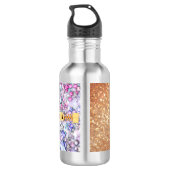 Gepersonaliseerd Girly Gold Glitter Monogrammed Ro Waterfles (Achterkant)
