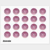 Gepersonaliseerd Girly Pink Glitter Sparkles Monog Ronde Sticker (Vel)