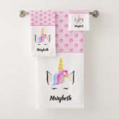 Gepersonaliseerd Girly Pink Magical Unicorn Bad Handdoek (Insitu)