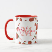 Gepersonaliseerd Girly Red Monogram Mok (Links)