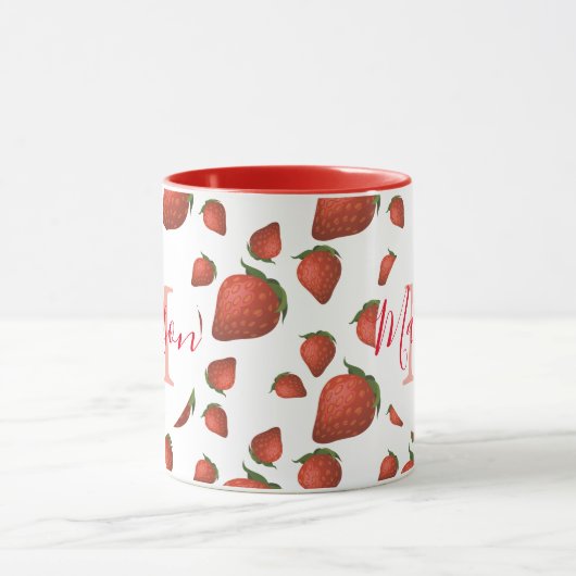 Gepersonaliseerd Girly Red Monogram Mok (Midden)