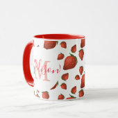 Gepersonaliseerd Girly Red Monogram Mok (Voorkant links)