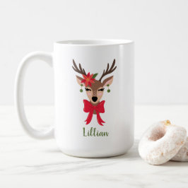 Gepersonaliseerd Girly Reindeer Koffiemok