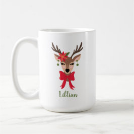 Gepersonaliseerd Girly Reindeer Koffiemok