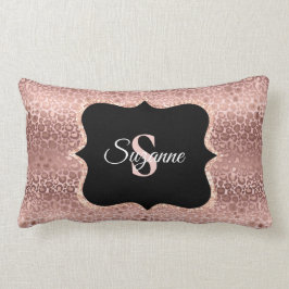 Gepersonaliseerd Girly Roos Gold Leopard Monogram  Kussen