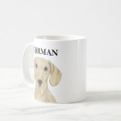 Gepersonaliseerd gladde Cream Dachshund Koffiemok (Voorkant links)