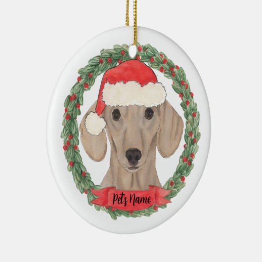 Gepersonaliseerd gladde rode dachshund keramisch ornament (Rechts)