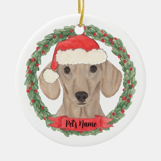 Gepersonaliseerd gladde rode dachshund keramisch ornament (Voorkant)