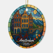 Gepersonaliseerd Glas in lood Amsterdam Ornament (Links)