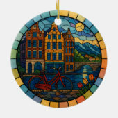 Gepersonaliseerd Glas in lood Amsterdam Ornament (Achterkant)