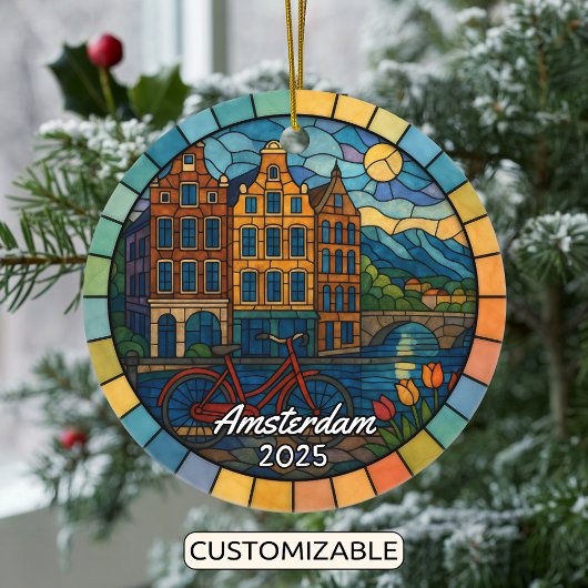 Gepersonaliseerd Glas in lood Amsterdam Ornament